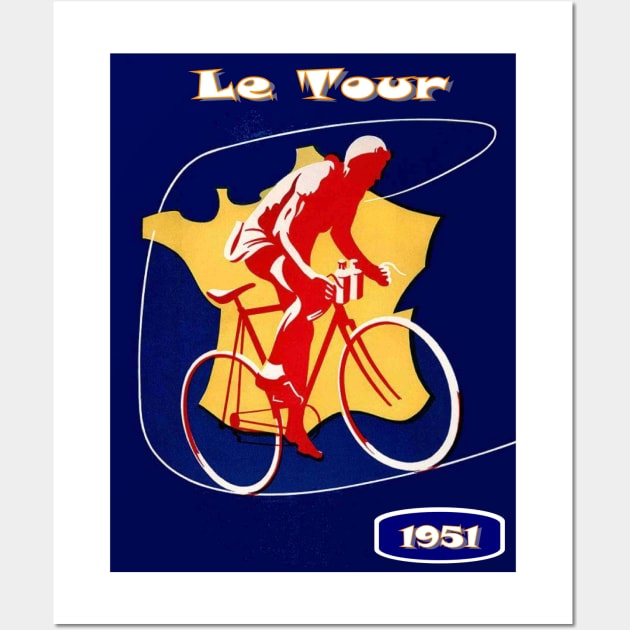 Le Tour  Vintage 1951 Bicycle Racing Print Wall Art by posterbobs